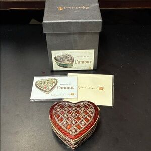Vintage Art Form Heart-Shaped L'amour Trinket Box collectible